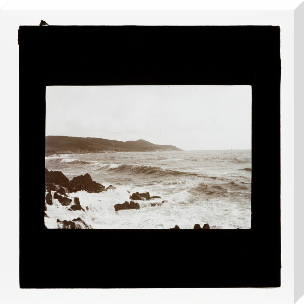 A magic lantern slide entitled 'Mortehoe, North Devon', by Birt Acres, 1893. stretched canvas large none Art Print - Science Museum Shop