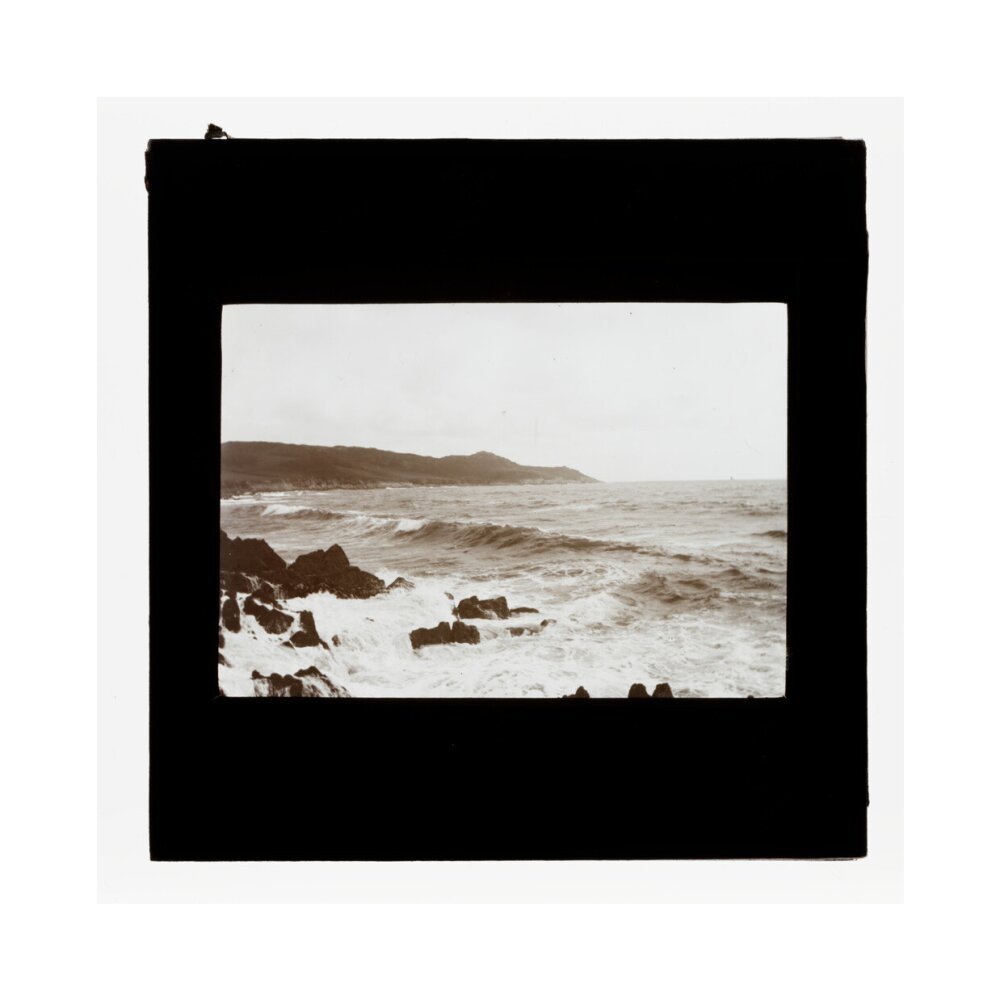 A magic lantern slide entitled 'Mortehoe, North Devon', by Birt Acres, 1893. unstretched canvas medium none Art Print - Science Museum Shop