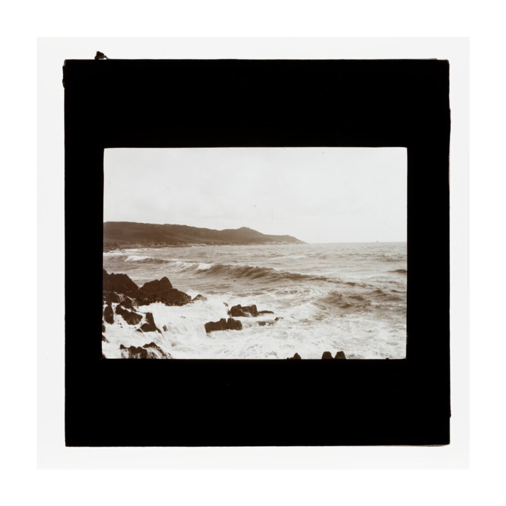 A magic lantern slide entitled 'Mortehoe, North Devon', by Birt Acres, 1893. unstretched canvas large none Art Print - Science Museum Shop