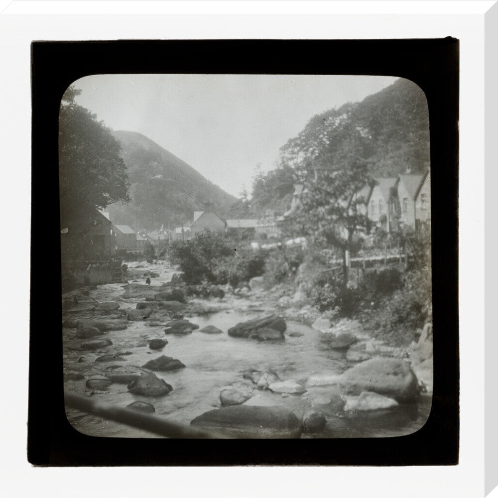A magic lantern slide of Lynmouth by Birt Acres, c. 1893. stretched canvas extra large none Art Print - Science Museum Shop