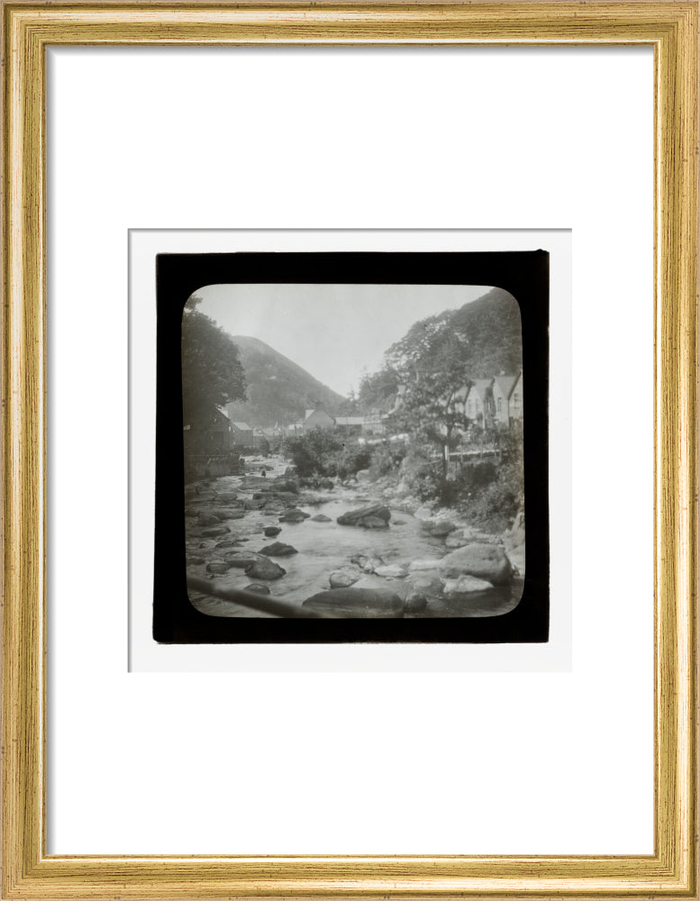 A magic lantern slide of Lynmouth by Birt Acres, c. 1893. art print small gold Art Print - Science Museum Shop
