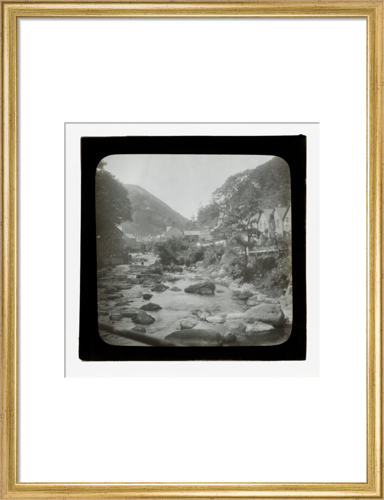 A magic lantern slide of Lynmouth by Birt Acres, c. 1893. art print medium gold Art Print - Science Museum Shop