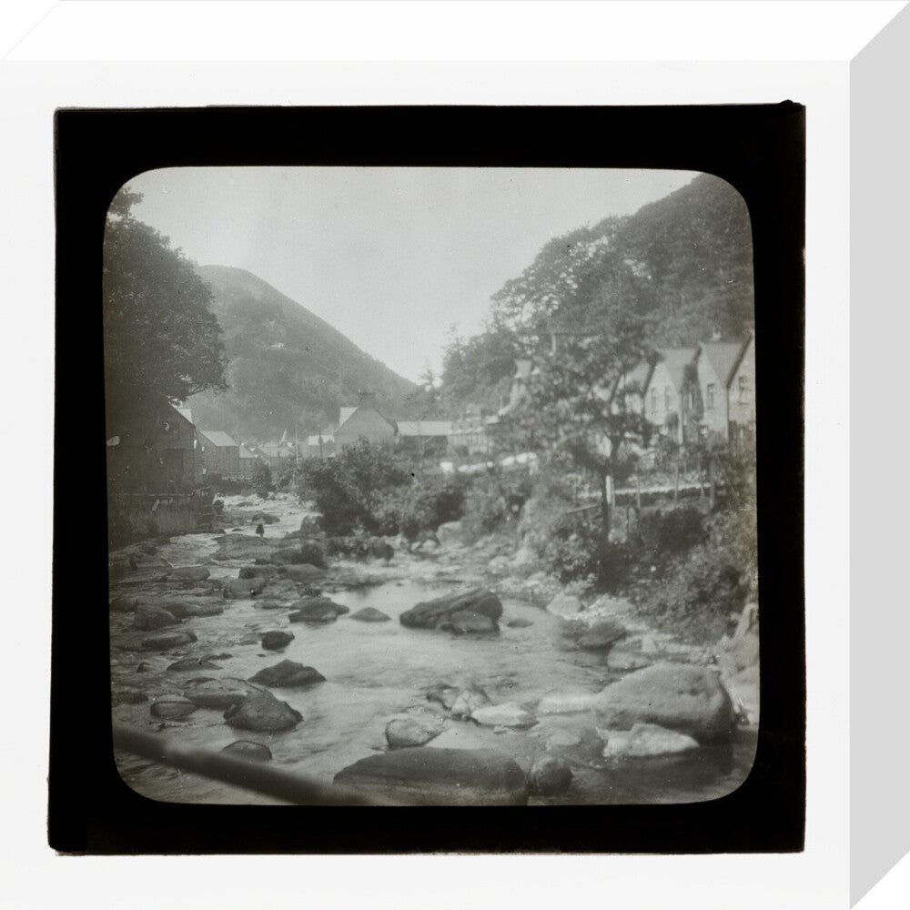 A magic lantern slide of Lynmouth by Birt Acres, c. 1893. stretched canvas small none Art Print - Science Museum Shop