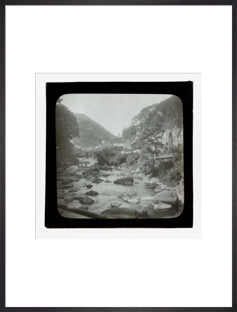 A magic lantern slide of Lynmouth by Birt Acres, c. 1893. art print extra large black Art Print - Science Museum Shop