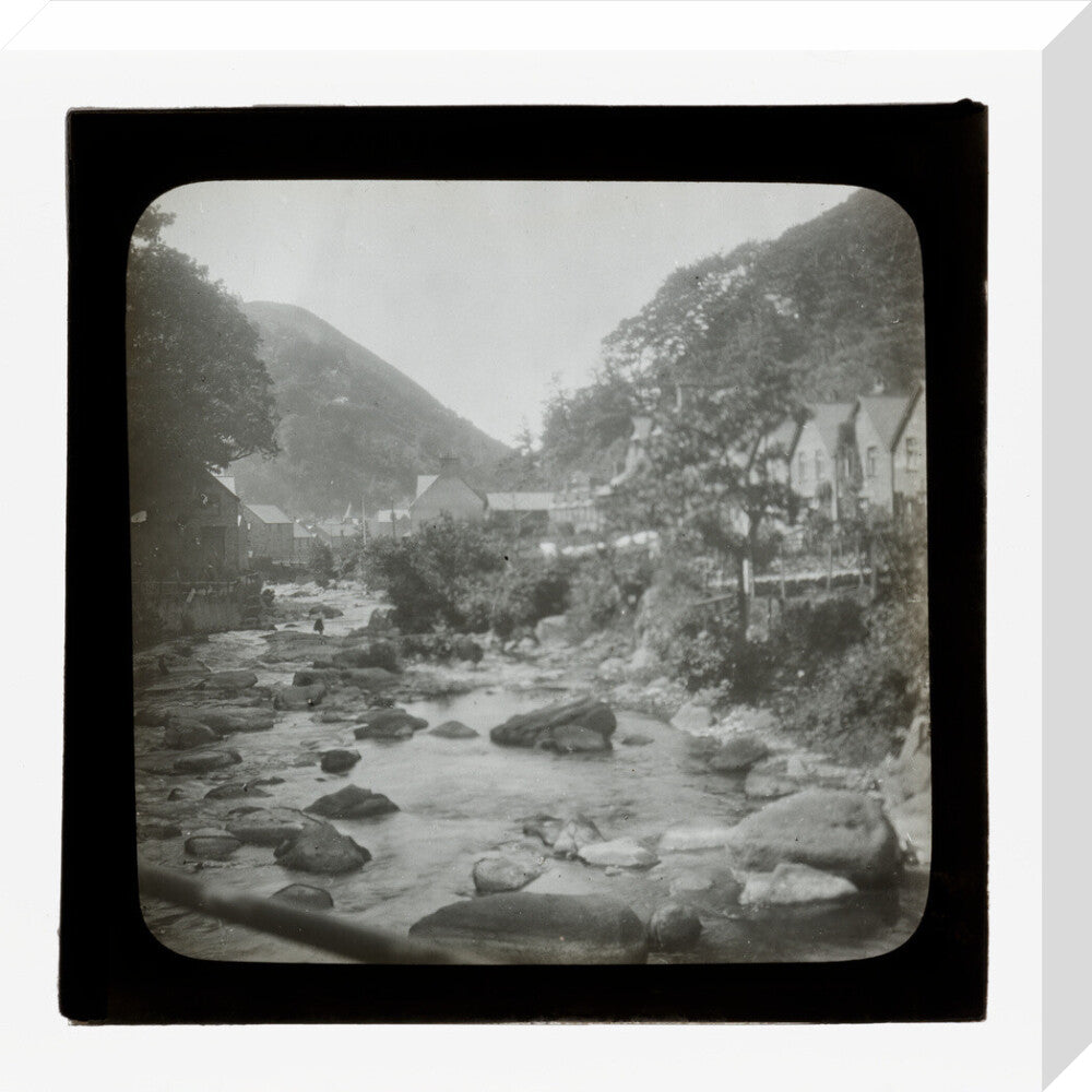 A magic lantern slide of Lynmouth by Birt Acres, c. 1893. stretched canvas medium none Art Print - Science Museum Shop