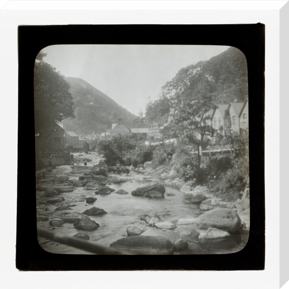 A magic lantern slide of Lynmouth by Birt Acres, c. 1893. stretched canvas large none Art Print - Science Museum Shop