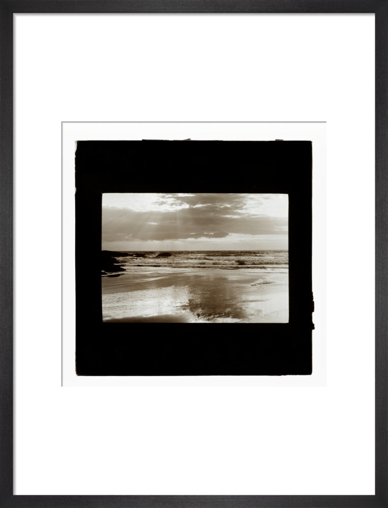 A magic lantern slide entitled Sunset, Woolacombe by Birt Acres, c. 1893. art print medium black Art Print - Science Museum Shop