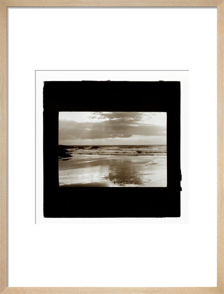 A magic lantern slide entitled Sunset, Woolacombe by Birt Acres, c. 1893. art print medium natural Art Print - Science Museum Shop