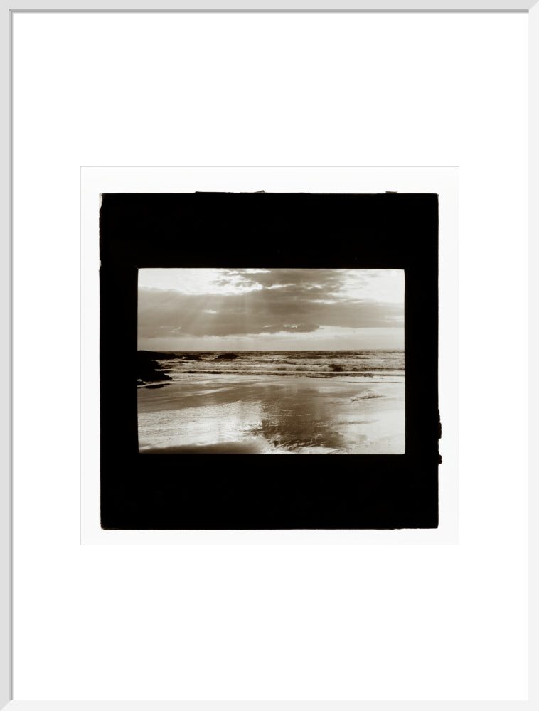 A magic lantern slide entitled Sunset, Woolacombe by Birt Acres, c. 1893. art print extra large white Art Print - Science Museum Shop