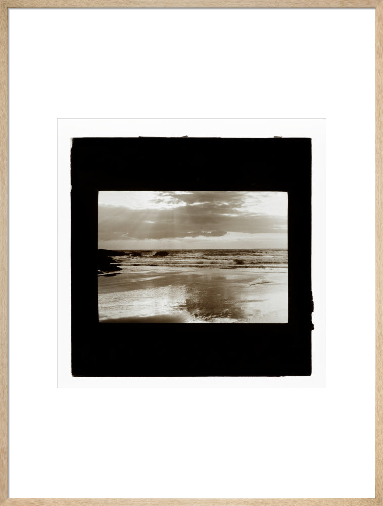 A magic lantern slide entitled Sunset, Woolacombe by Birt Acres, c. 1893. art print extra large natural Art Print - Science Museum Shop