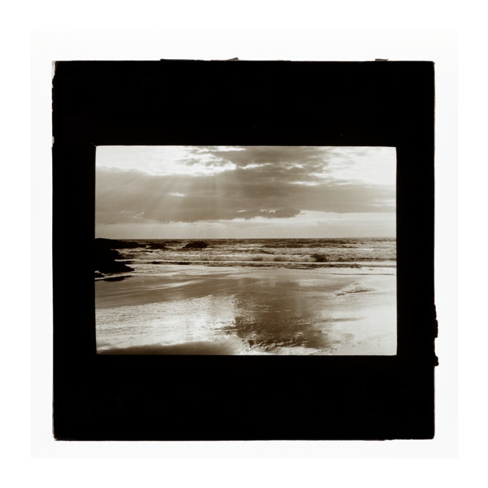 A magic lantern slide entitled Sunset, Woolacombe by Birt Acres, c. 1893. unstretched canvas extra large none Art Print - Science Museum Shop