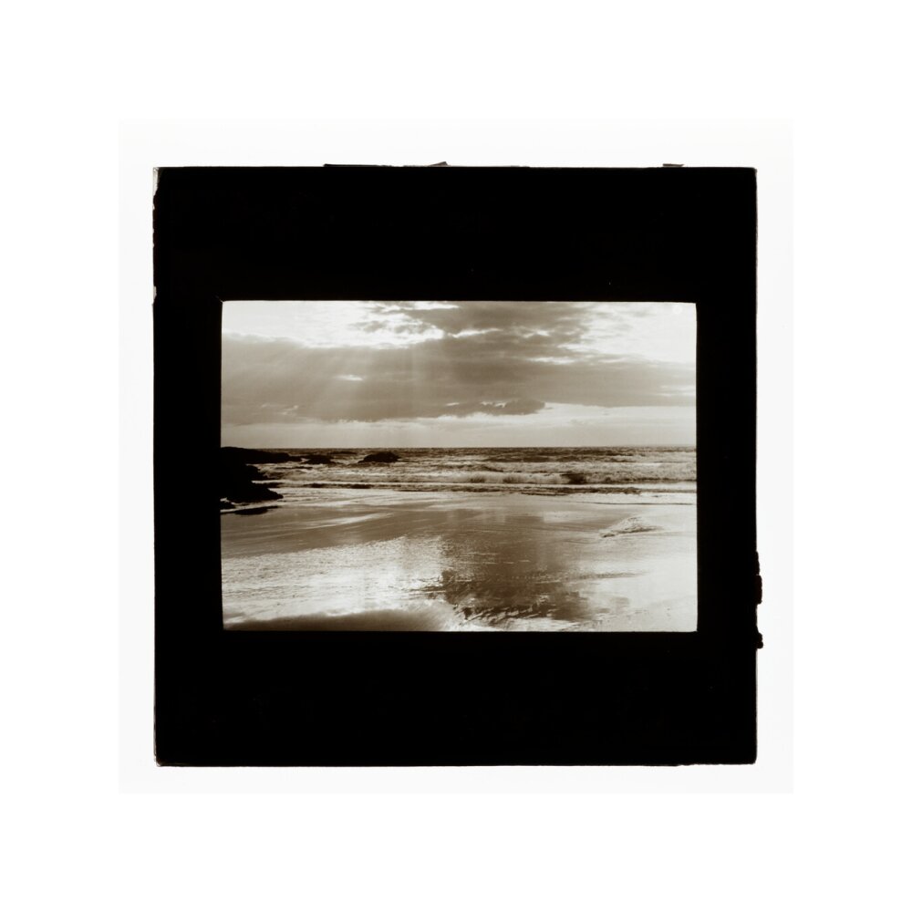 A magic lantern slide entitled Sunset, Woolacombe by Birt Acres, c. 1893. unstretched canvas small none Art Print - Science Museum Shop