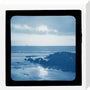 A magic lantern slide showing a seascape with rocks by Birt Acres, c. 1893. (Blue carbon for projection). stretched canvas medium none Art Print - Science Museum Shop