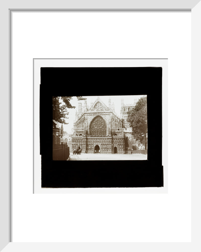 A magic lantern slide showing the west front of Exeter Cathdral by Birt Acres, c. 1893. art print extra small white Art Print - Science Museum Shop