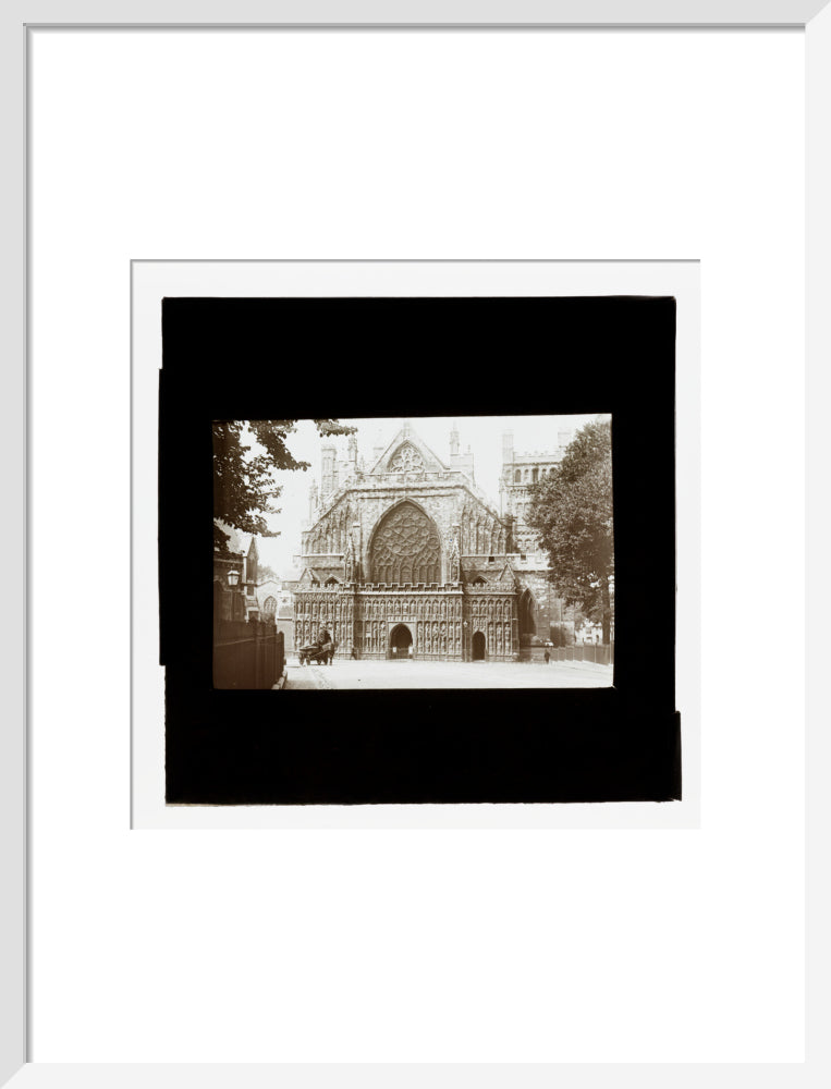 A magic lantern slide showing the west front of Exeter Cathdral by Birt Acres, c. 1893. art print medium white Art Print - Science Museum Shop