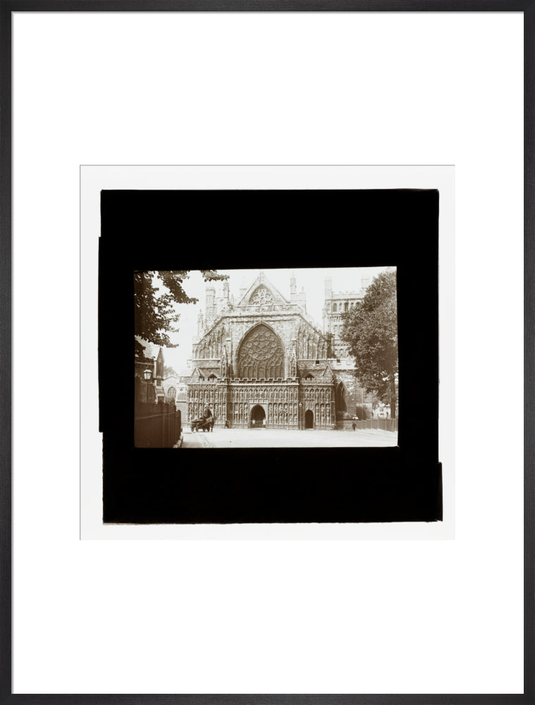 A magic lantern slide showing the west front of Exeter Cathdral by Birt Acres, c. 1893. art print extra large black Art Print - Science Museum Shop