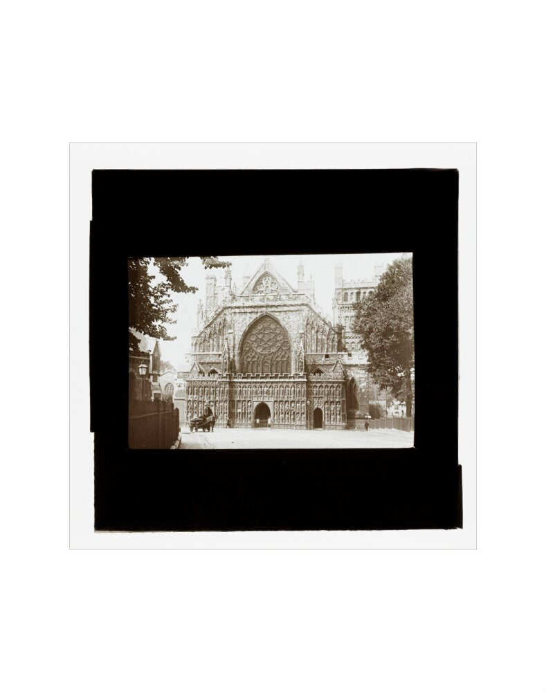 A magic lantern slide showing the west front of Exeter Cathdral by Birt Acres, c. 1893. art print extra small none Art Print - Science Museum Shop