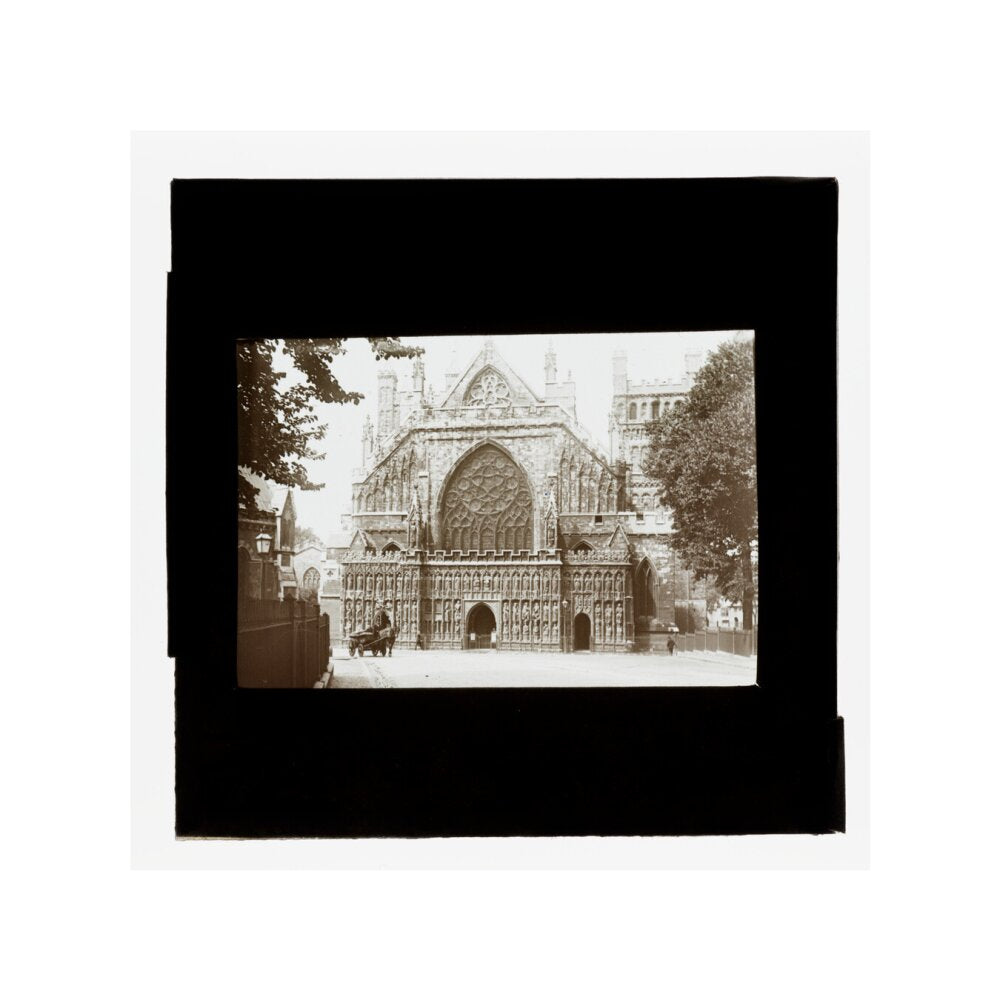 A magic lantern slide showing the west front of Exeter Cathdral by Birt Acres, c. 1893. unstretched canvas small none Art Print - Science Museum Shop