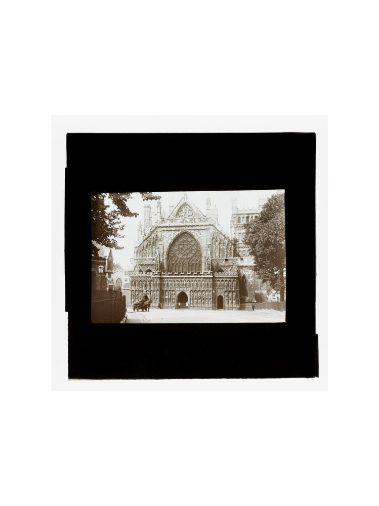 A magic lantern slide showing the west front of Exeter Cathdral by Birt Acres, c. 1893. art print large none Art Print - Science Museum Shop