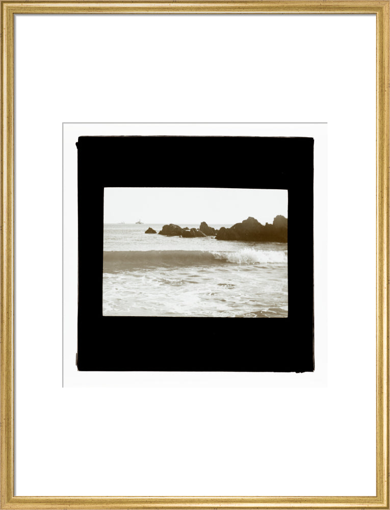 A magic lantern slide entitled 'As The Flowing Tide Comes In' by Birt Acres, c. 1893. art print large gold Art Print - Science Museum Shop