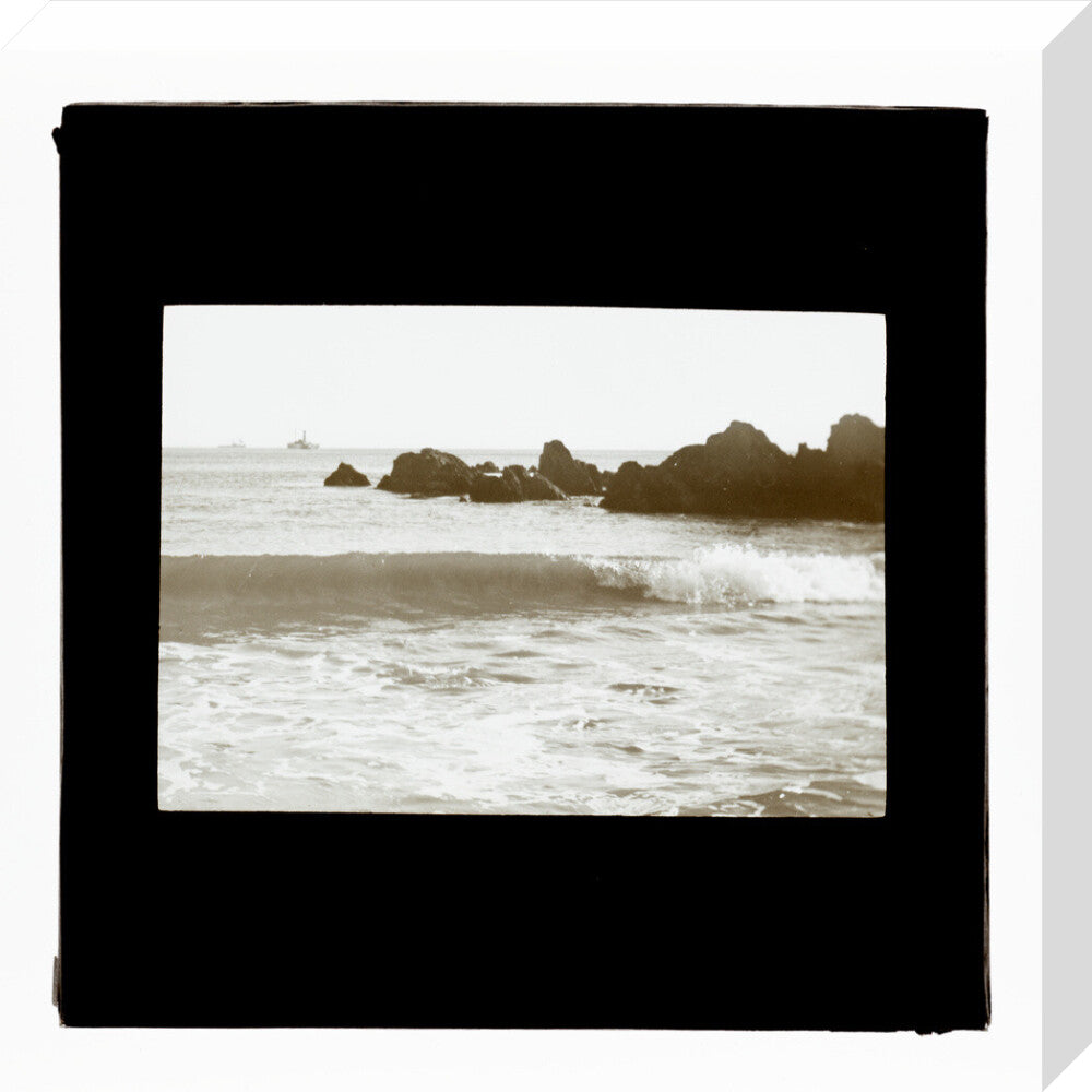 A magic lantern slide entitled 'As The Flowing Tide Comes In' by Birt Acres, c. 1893. stretched canvas medium none Art Print - Science Museum Shop