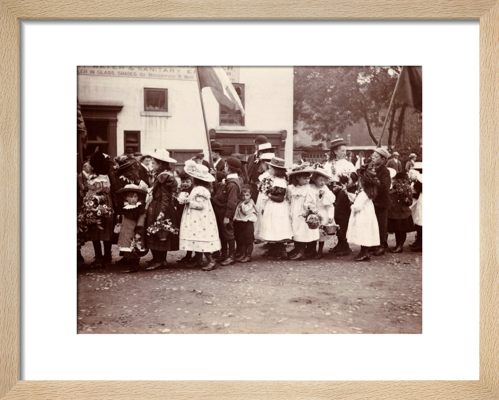 Children taking part in a procession, Whitby, North Yorkshire, c 1900s. art print extra small natural Art Print - Science Museum Shop