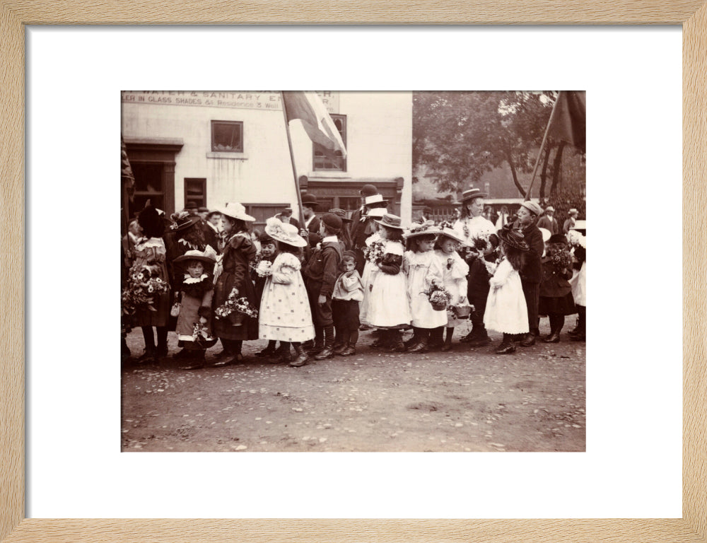 Children taking part in a procession, Whitby, North Yorkshire, c 1900s. art print small natural Art Print - Science Museum Shop