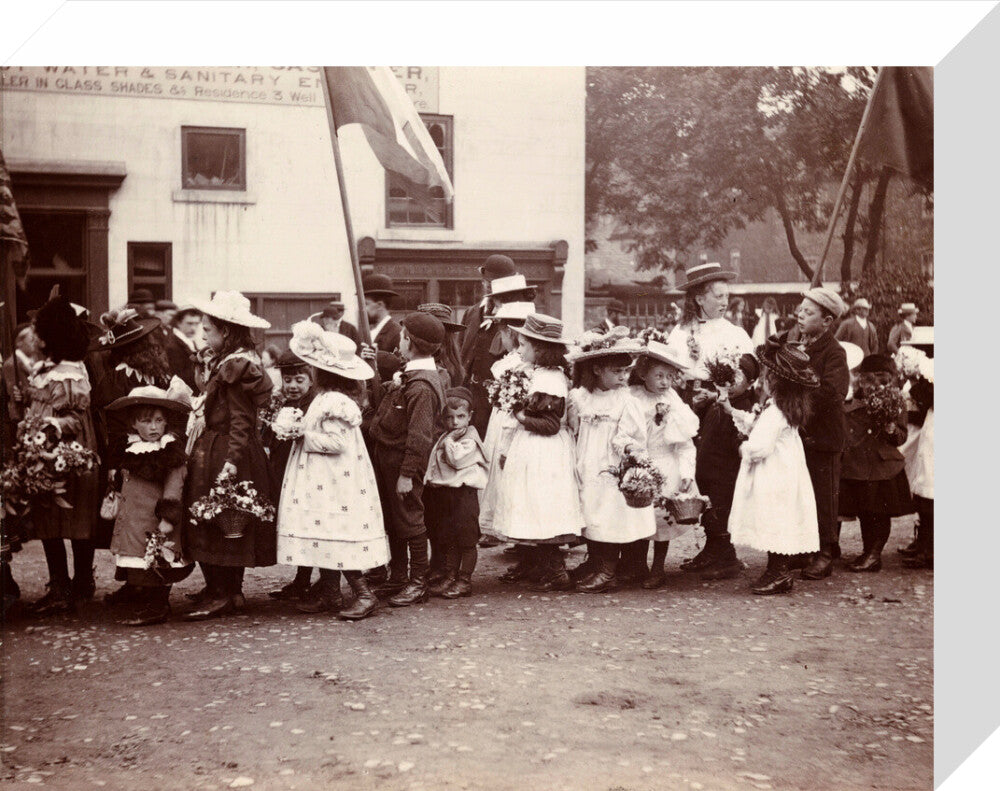 Children taking part in a procession, Whitby, North Yorkshire, c 1900s. stretched canvas small none Art Print - Science Museum Shop