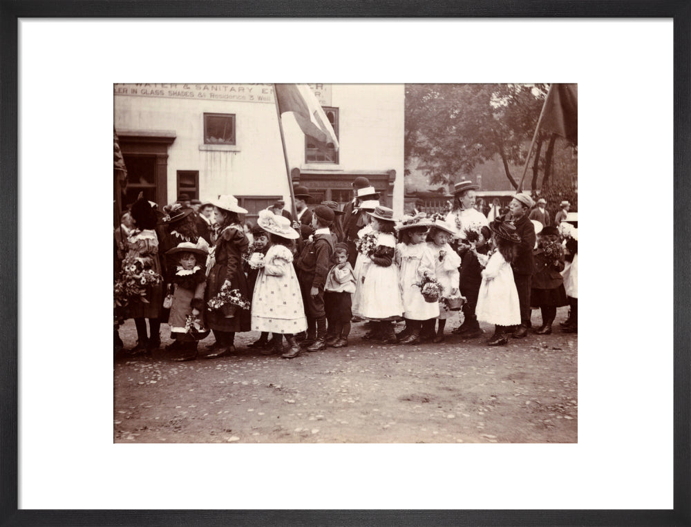 Children taking part in a procession, Whitby, North Yorkshire, c 1900s. art print medium black Art Print - Science Museum Shop