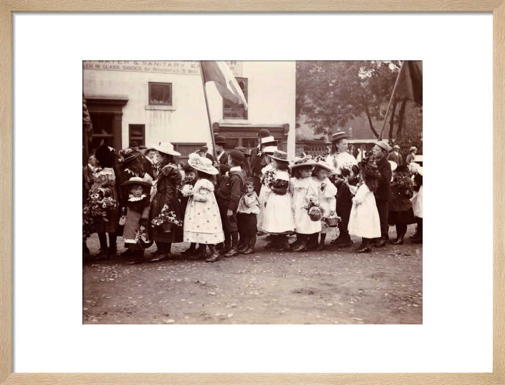 Children taking part in a procession, Whitby, North Yorkshire, c 1900s. art print medium natural Art Print - Science Museum Shop