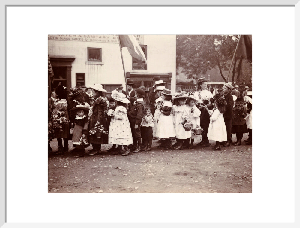 Children taking part in a procession, Whitby, North Yorkshire, c 1900s. art print large white Art Print - Science Museum Shop
