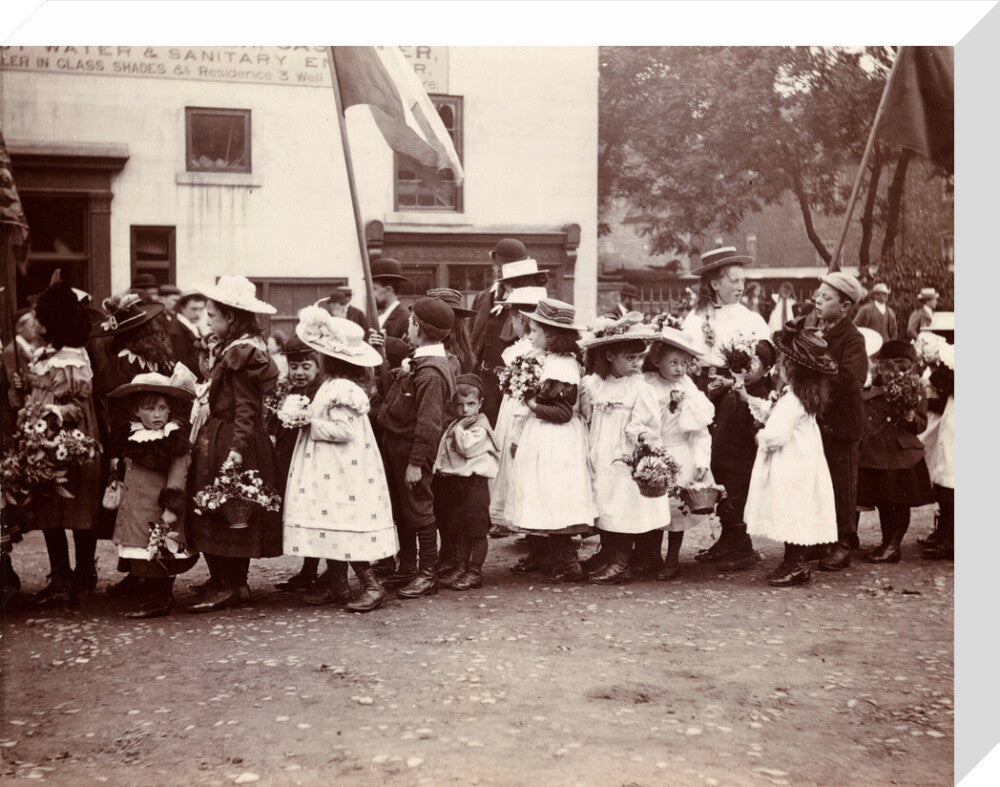 Children taking part in a procession, Whitby, North Yorkshire, c 1900s. stretched canvas medium none Art Print - Science Museum Shop
