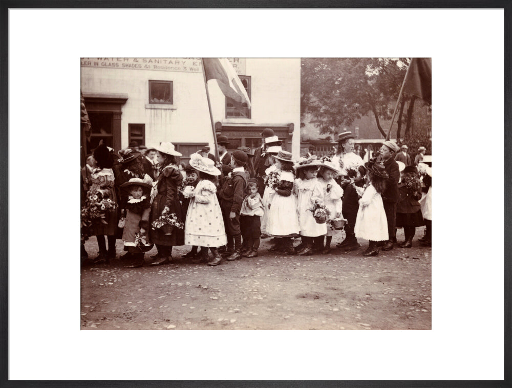 Children taking part in a procession, Whitby, North Yorkshire, c 1900s. art print extra large black Art Print - Science Museum Shop