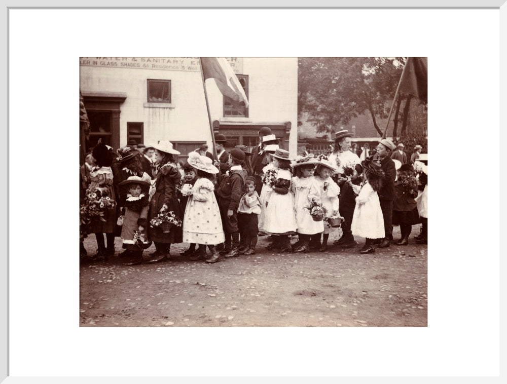 Children taking part in a procession, Whitby, North Yorkshire, c 1900s. art print extra large white Art Print - Science Museum Shop
