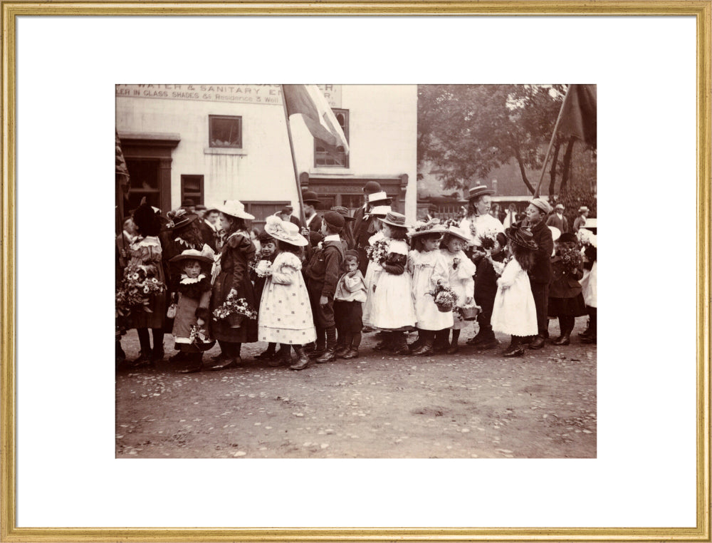 Children taking part in a procession, Whitby, North Yorkshire, c 1900s. art print extra large gold Art Print - Science Museum Shop