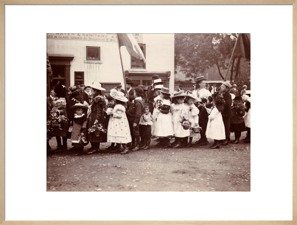 Children taking part in a procession, Whitby, North Yorkshire, c 1900s. art print extra large natural Art Print - Science Museum Shop
