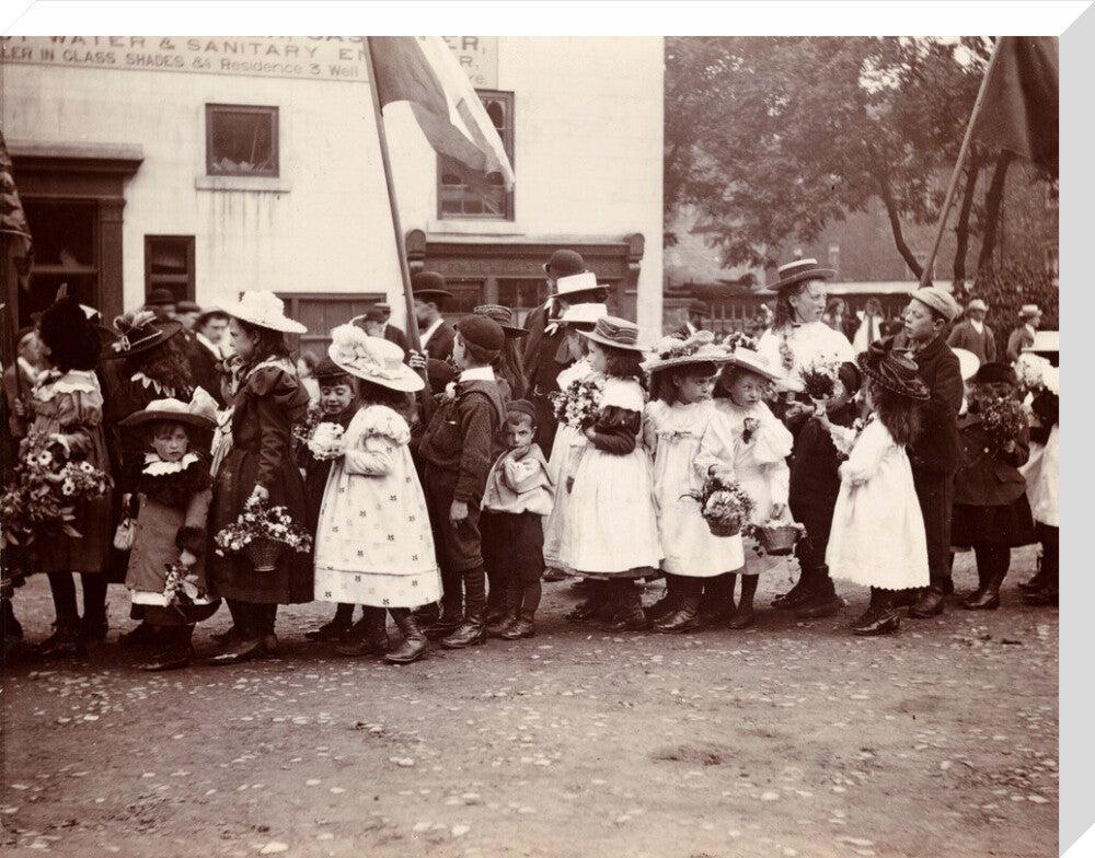 Children taking part in a procession, Whitby, North Yorkshire, c 1900s. stretched canvas large none Art Print - Science Museum Shop