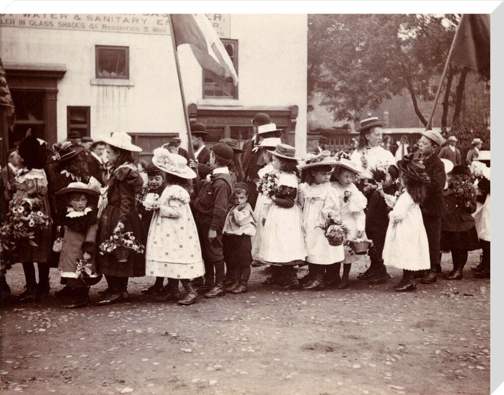 Children taking part in a procession, Whitby, North Yorkshire, c 1900s. stretched canvas extra large none Art Print - Science Museum Shop