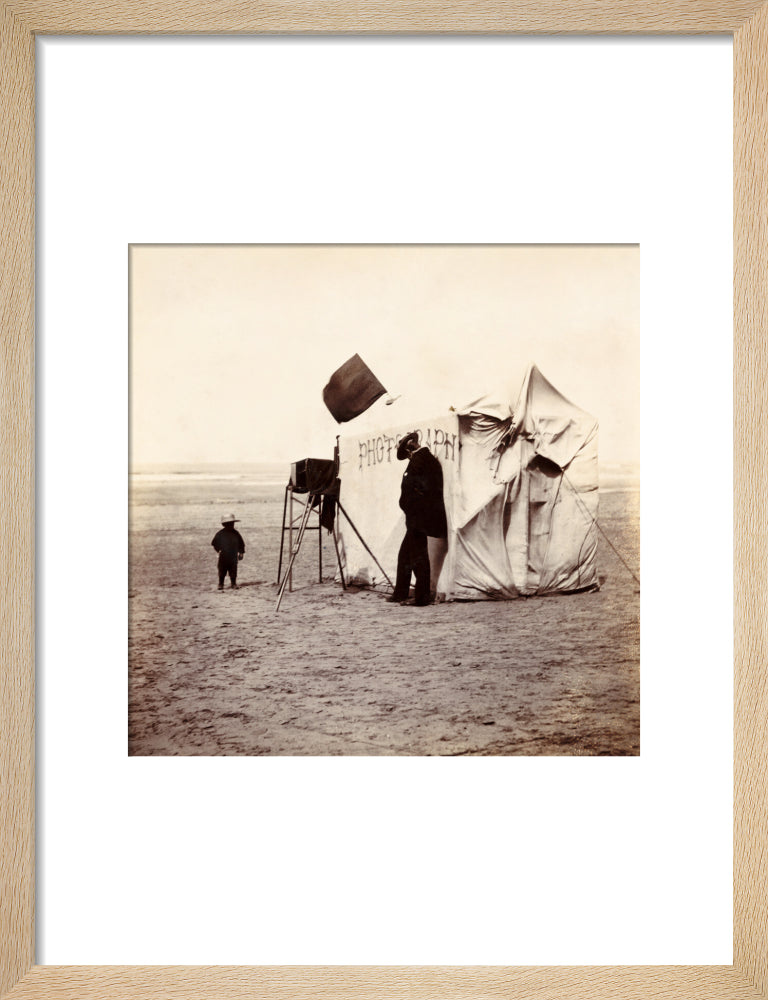 Snap-shot of a beach photographer at Whitby, North Yorkshire, c 1900s. art print small natural Art Print - Science Museum Shop
