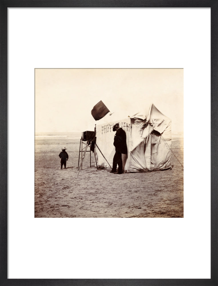 Snap-shot of a beach photographer at Whitby, North Yorkshire, c 1900s. art print medium black Art Print - Science Museum Shop