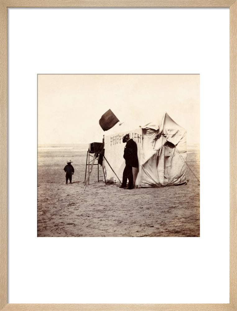 Snap-shot of a beach photographer at Whitby, North Yorkshire, c 1900s. art print medium natural Art Print - Science Museum Shop