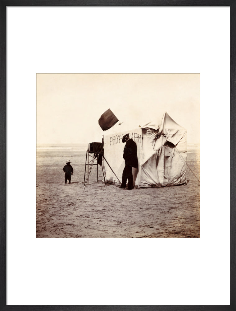 Snap-shot of a beach photographer at Whitby, North Yorkshire, c 1900s. art print large black Art Print - Science Museum Shop