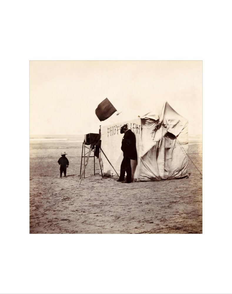 Snap-shot of a beach photographer at Whitby, North Yorkshire, c 1900s. art print extra small none Art Print - Science Museum Shop
