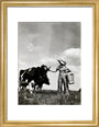 A milkmaid and cows art print small gold Art Print - Science Museum Shop