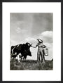 A milkmaid and cows art print medium black Art Print - Science Museum Shop