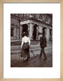 Man and woman crossing the road circa 1900 art print small natural Art Print - Science Museum Shop