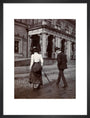Man and woman crossing the road circa 1900 art print medium black Art Print - Science Museum Shop