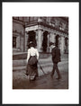 Man and woman crossing the road circa 1900 art print large black Art Print - Science Museum Shop
