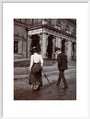 Man and woman crossing the road circa 1900 art print large white Art Print - Science Museum Shop