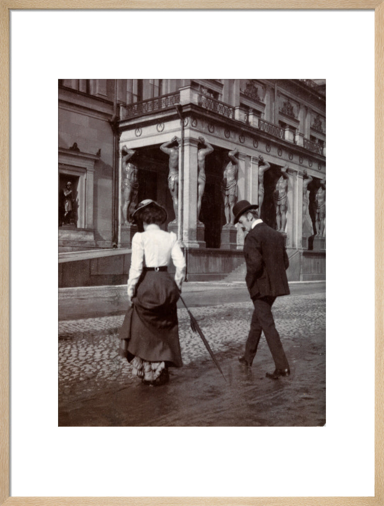 Man and woman crossing the road circa 1900 art print large natural Art Print - Science Museum Shop